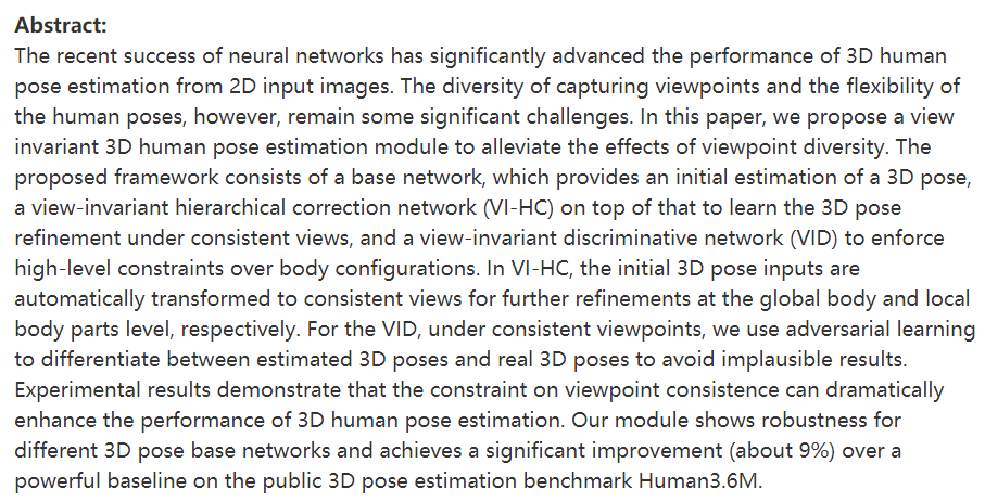 View Invariant 3D Human Pose Estimation