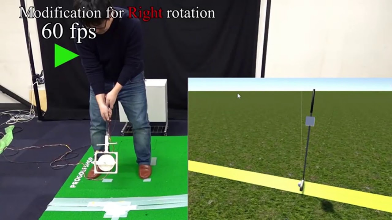 Actuated Club: Modification of Golf-Club Posture with force feedback and motion prediction in VR environment
