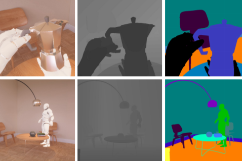 The RobotriX: An eXtremely Photorealistic and Very-Large-Scale Indoor Dataset of Sequences with Robot Trajectories and Interactions