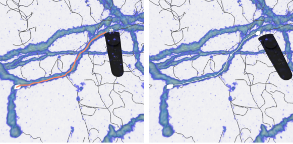 Improving the Usability of Virtual Reality Neuron Tracing with Topological Elements