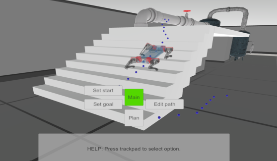 HyperGuider: Virtual Reality Framework for Interactive Path Planning of Quadruped Robot in Cluttered and Multi-Terrain Environments