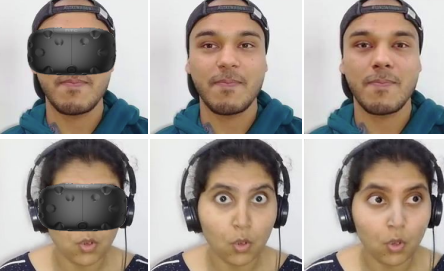 Facial De-occlusion Network for Virtual Telepresence Systems