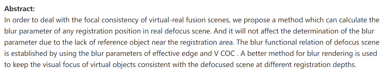 Focal Consistency of Virtual Reality Fusion Based on Depth Information
